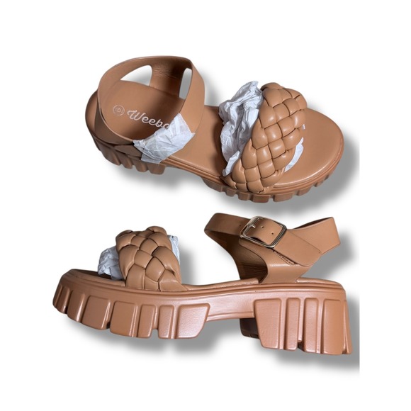 NIB Weeboo HIGH 2 Brown Braided Platform Chunky Sole Sandals Women's Size 6 - Picture 4 of 10